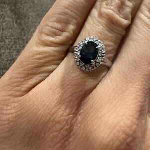 Stunning Natural 1.02 CT Sapphire & Diamonds Ring Platinum Size 5.25 - 3.1 Grams